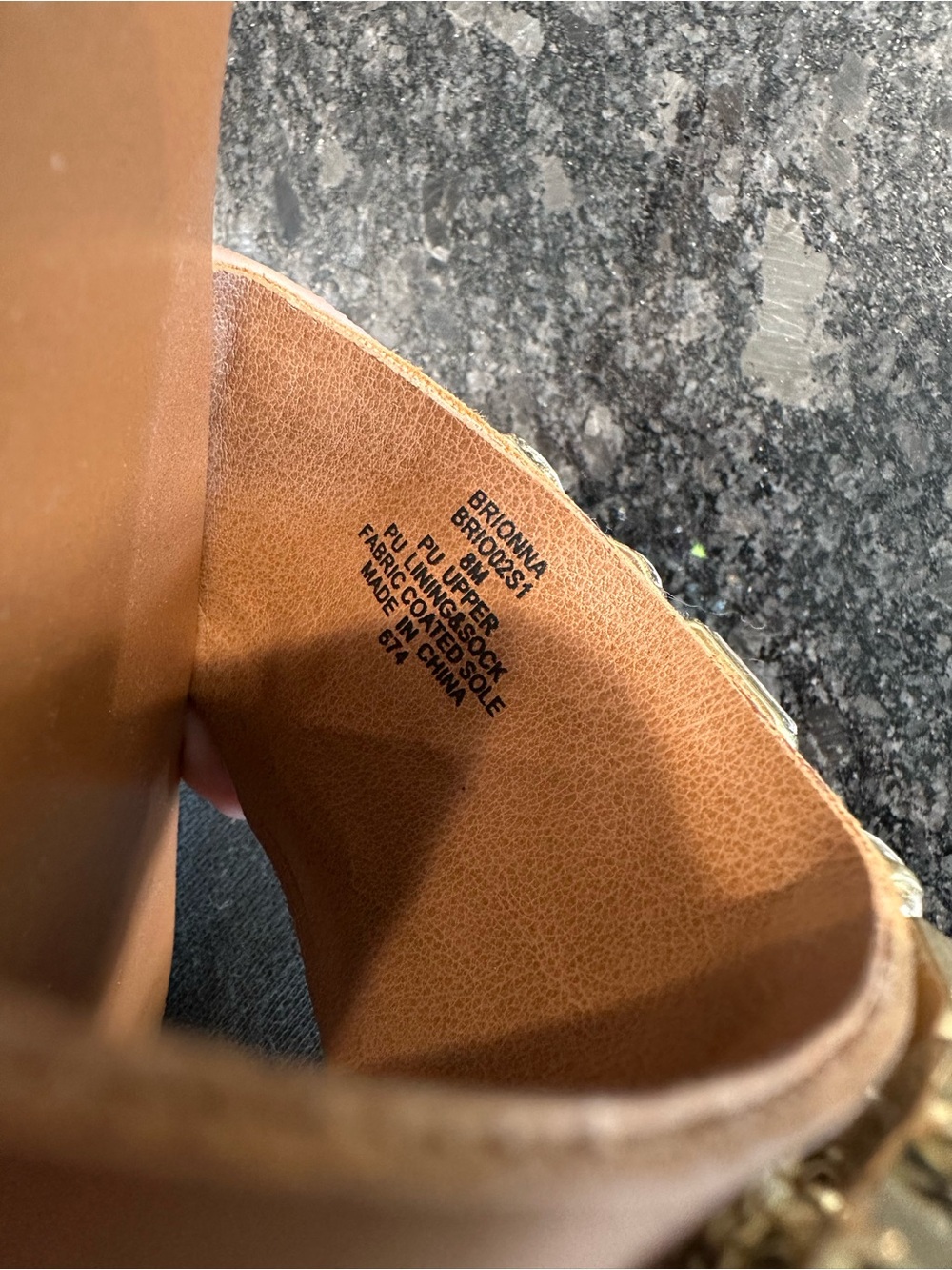 Steve Madden Tan Slide Sandals with Iridescent Gem Embellishments - Picture 4 of 4